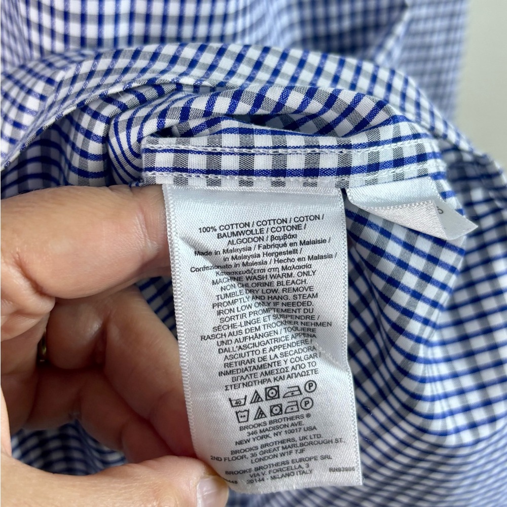 Brooks Brothers 2XLT The Original Polo 100% Cotton Blue White Button Down Shirt - Picture 7 of 7